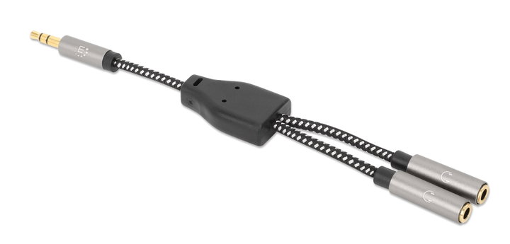 Cavo Adattatore Sdoppiatore Audio per Cuffie Stereo AUX 15cm - Manhattan ICOC 35H-1M2F-015