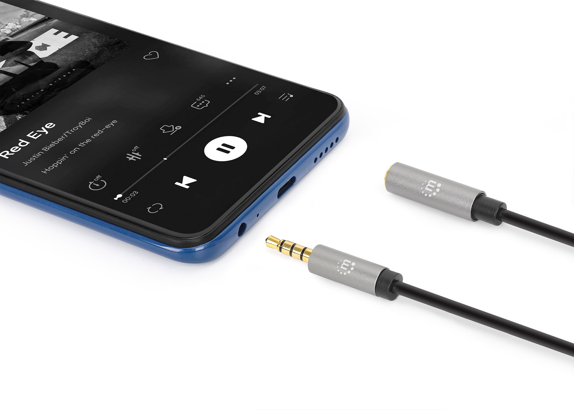 Cavo Audio Stereo AUX 3.5mm Alta Qualità M/F 5m - Manhattan ICOC 35H-MF-050