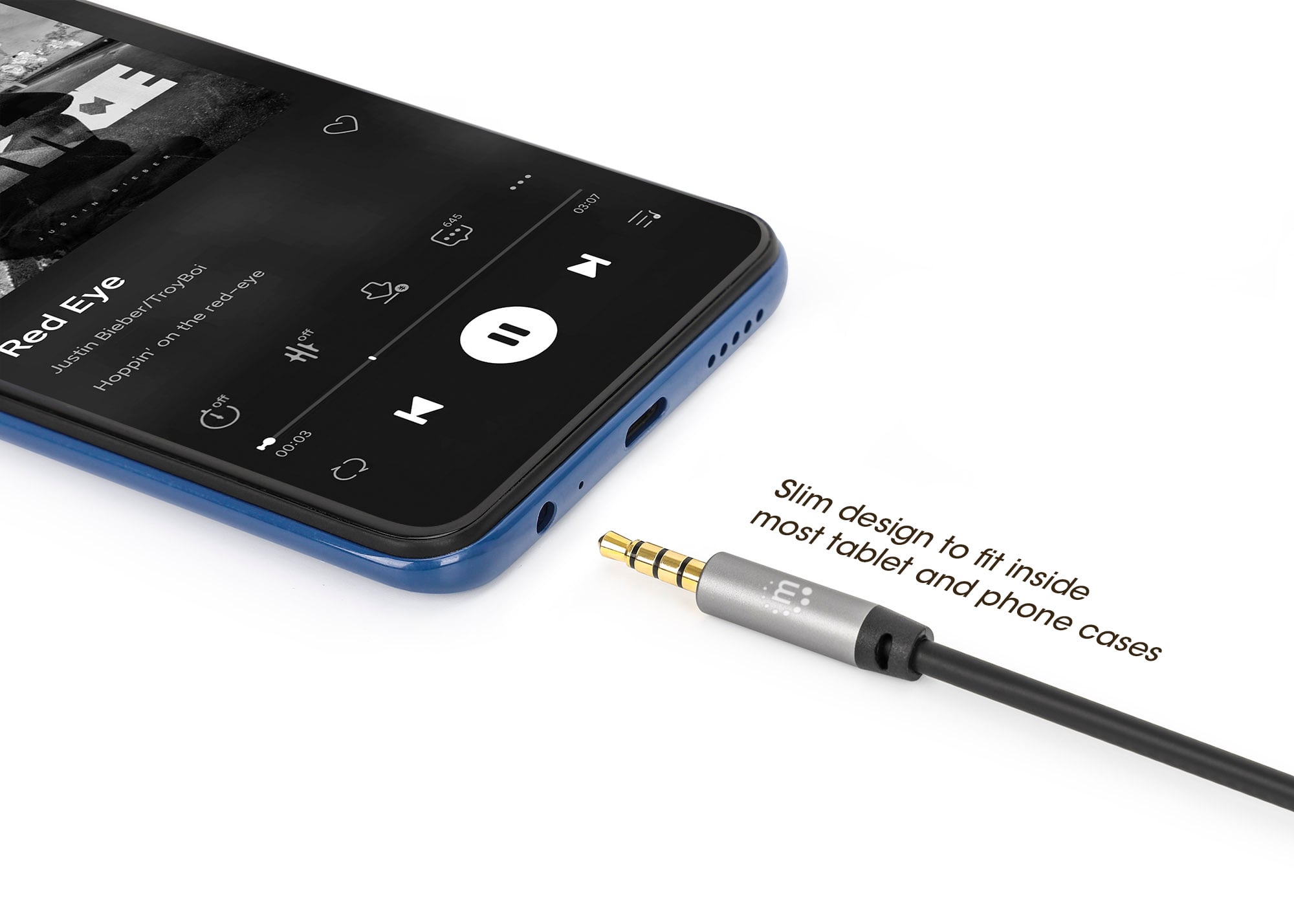 Cavo Audio Stereo AUX 3.5mm Alta Qualità M/M 1m - Manhattan ICOC 35H-MM-010