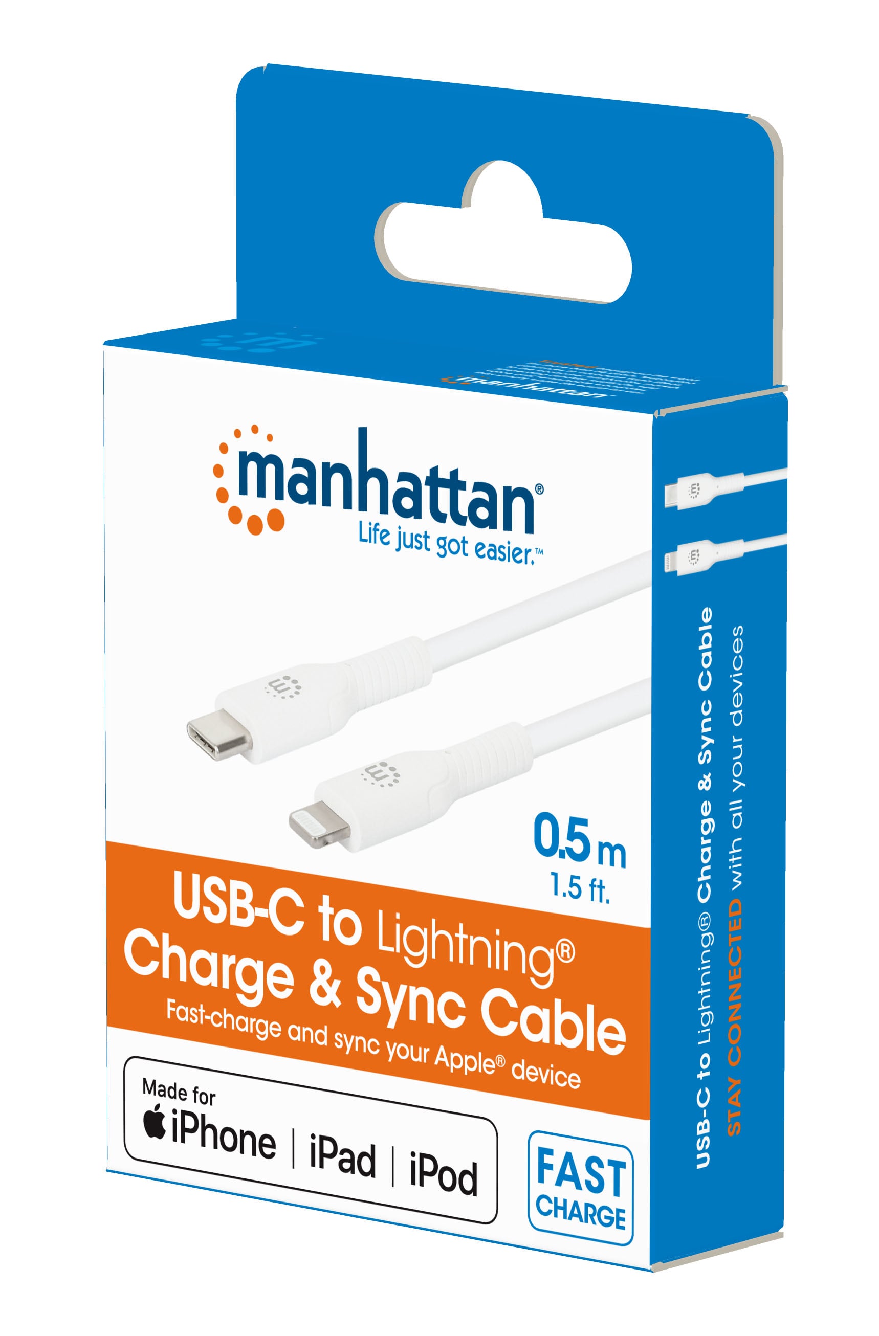 Cavo di Ricarica e Sincronizzazione USB-C™ a Lightning® 0,5m Bianco - Manhattan ICOC APP-8BB05WH