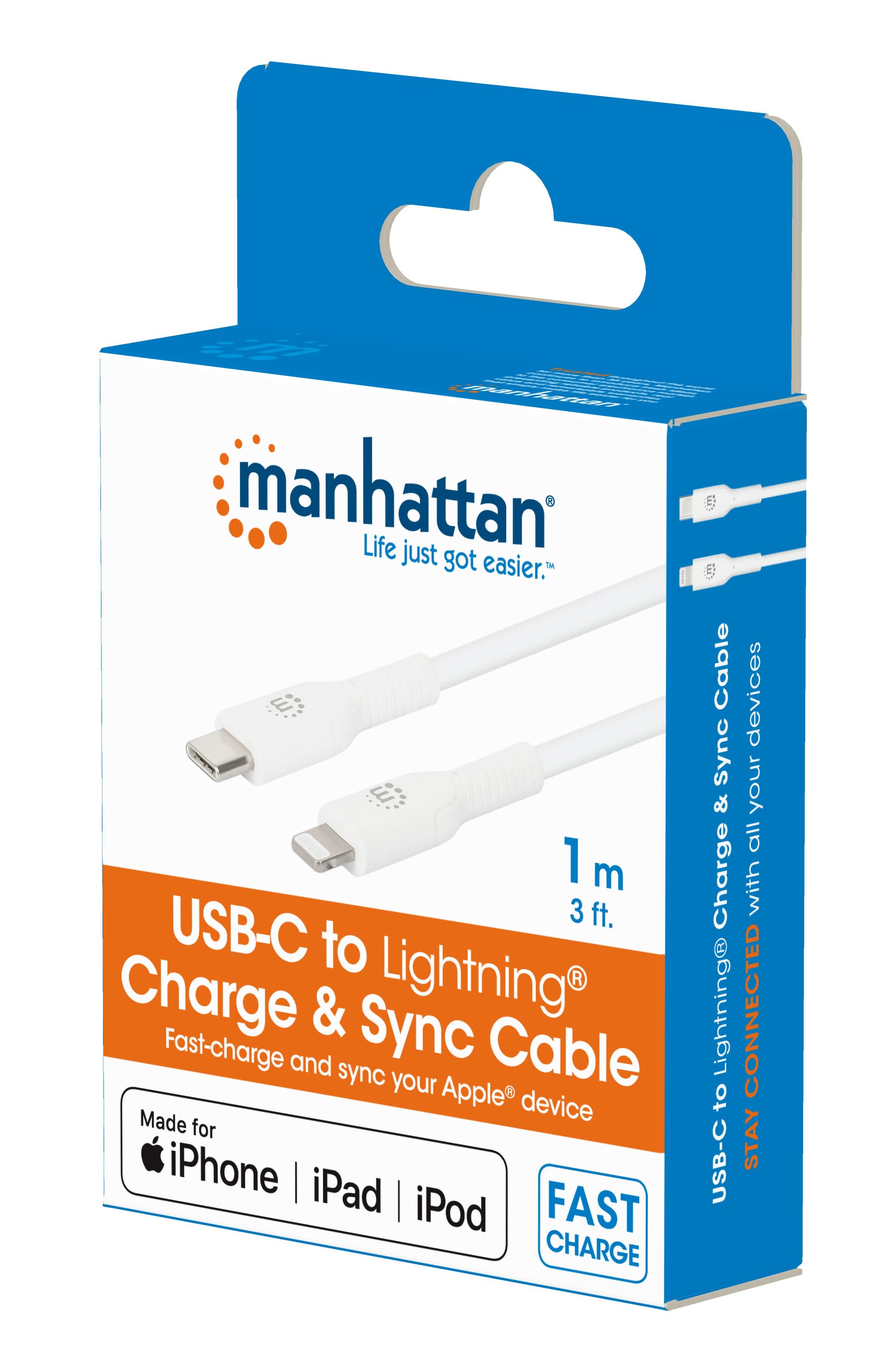 Cavo di Ricarica e Sincronizzazione USB-C™ a Lightning® 1m, Bianco - Manhattan ICOC APP-8BB10WH