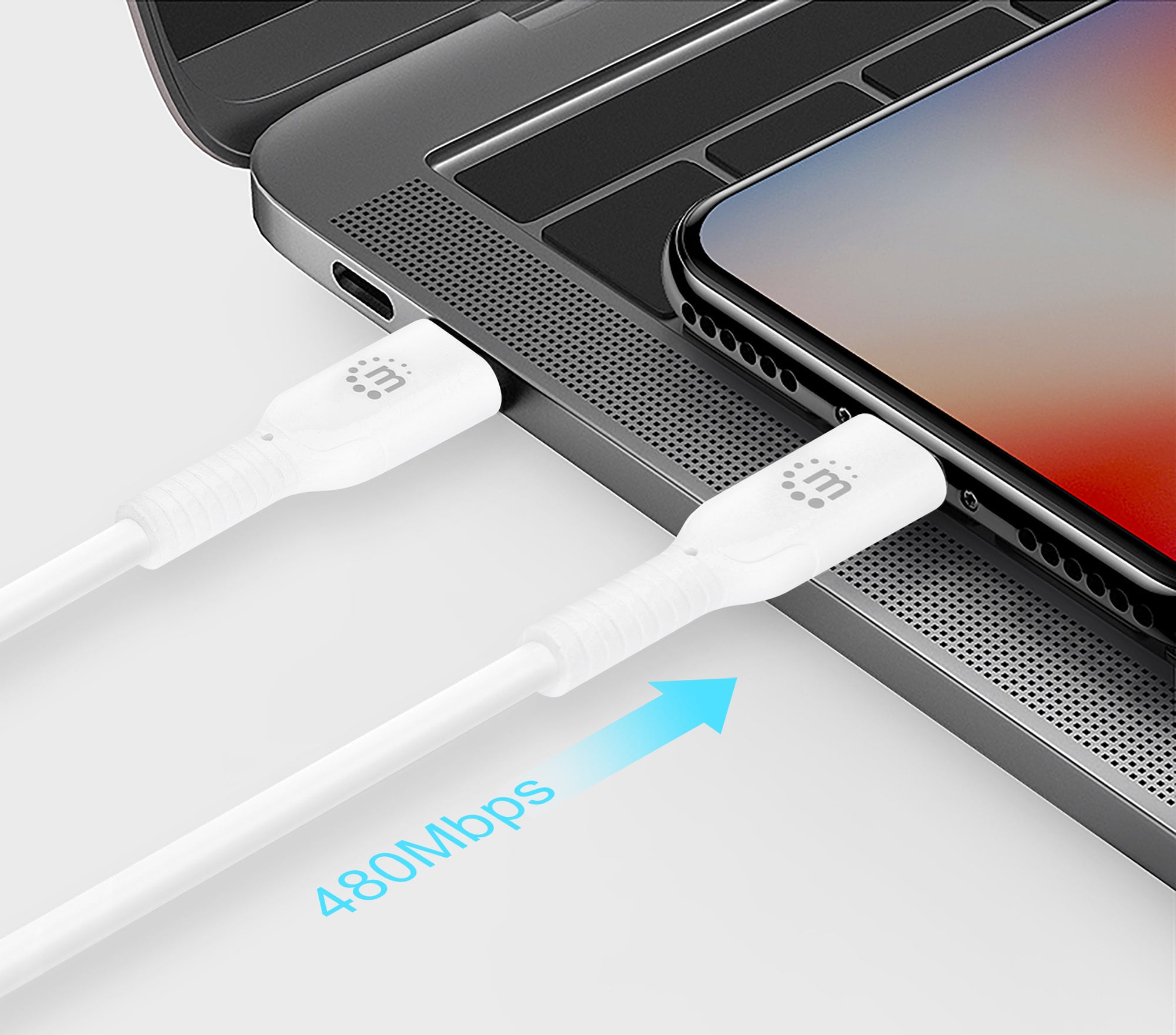 Cavo di Ricarica e Sincronizzazione USB-C™ a Lightning® 1m, Bianco - Manhattan ICOC APP-8BB10WH