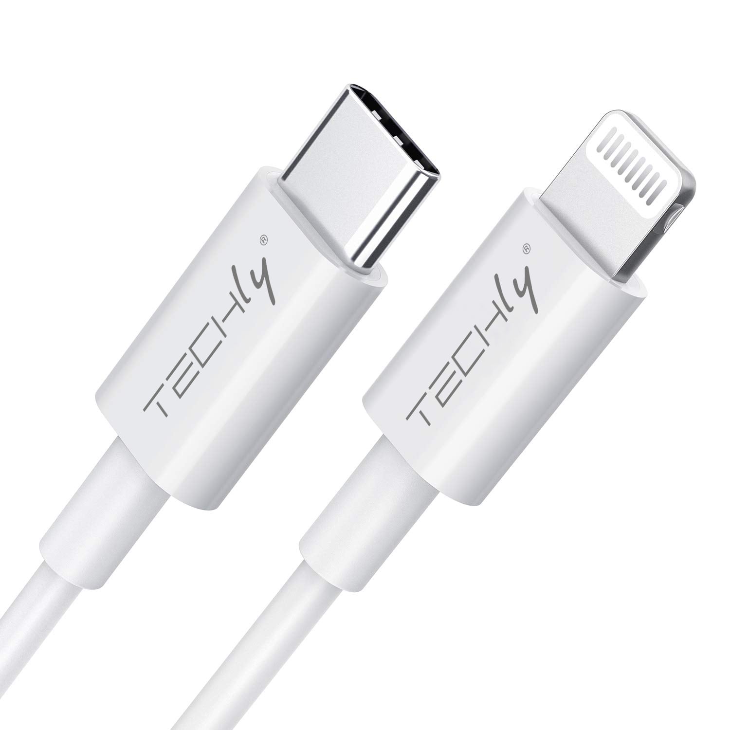 Lightning 1 compatible USB-C charging and synchronization cable White - Techly IOC APP- 8 BUC 10 T