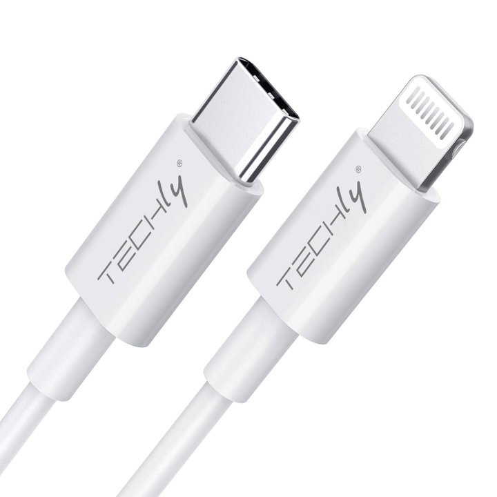 Lightning 1 compatible USB-C charging and synchronization cable White - Techly IOC APP- 8 BUC 10 T