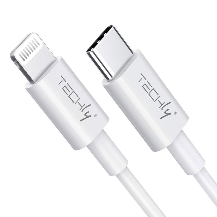 Lightning 1 compatible USB-C charging and synchronization cable White - Techly IOC APP- 8 BUC 10 T