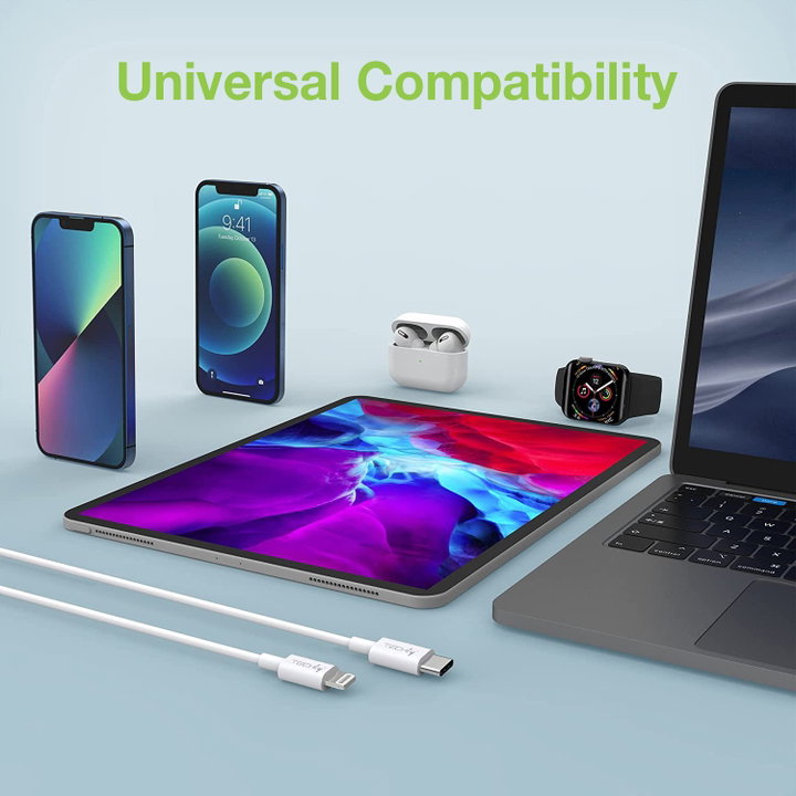 Lightning 1 compatible USB-C charging and synchronization cable White - Techly IOC APP- 8 BUC 10 T