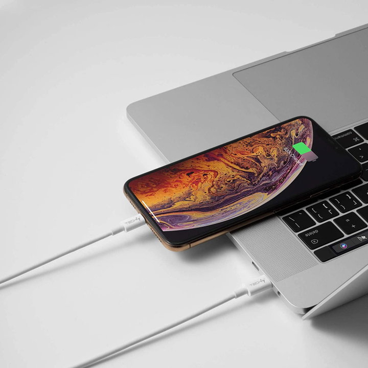 Lightning 1 compatible USB-C charging and synchronization cable White - Techly IOC APP- 8 BUC 10 T