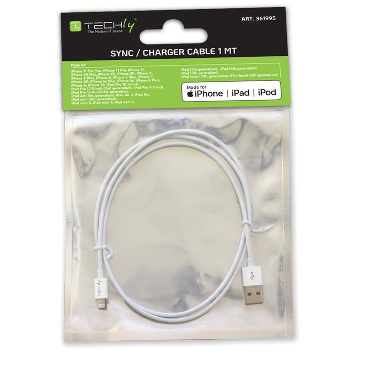 Cavo da Lightning a USB 2.0 8p Bianco 1m - Techly ICOC APP-8WH1
