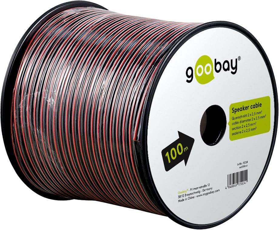 Cavo Audio per diffusori acustici Nero/rosso 0,75 mm² rotolo 50m - Goobay ICOC AU-15003