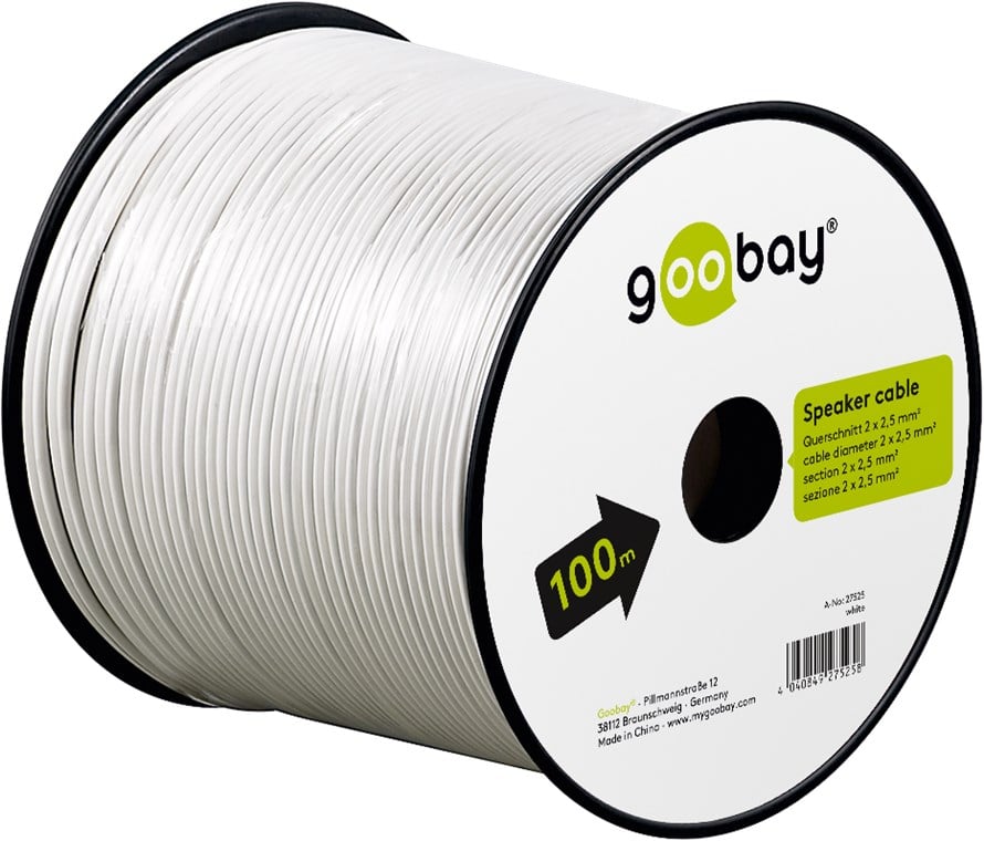Cavo Audio per diffusori acustici Bianco 2,5 mm² matassa 100m - Goobay ICOC AU-BI25