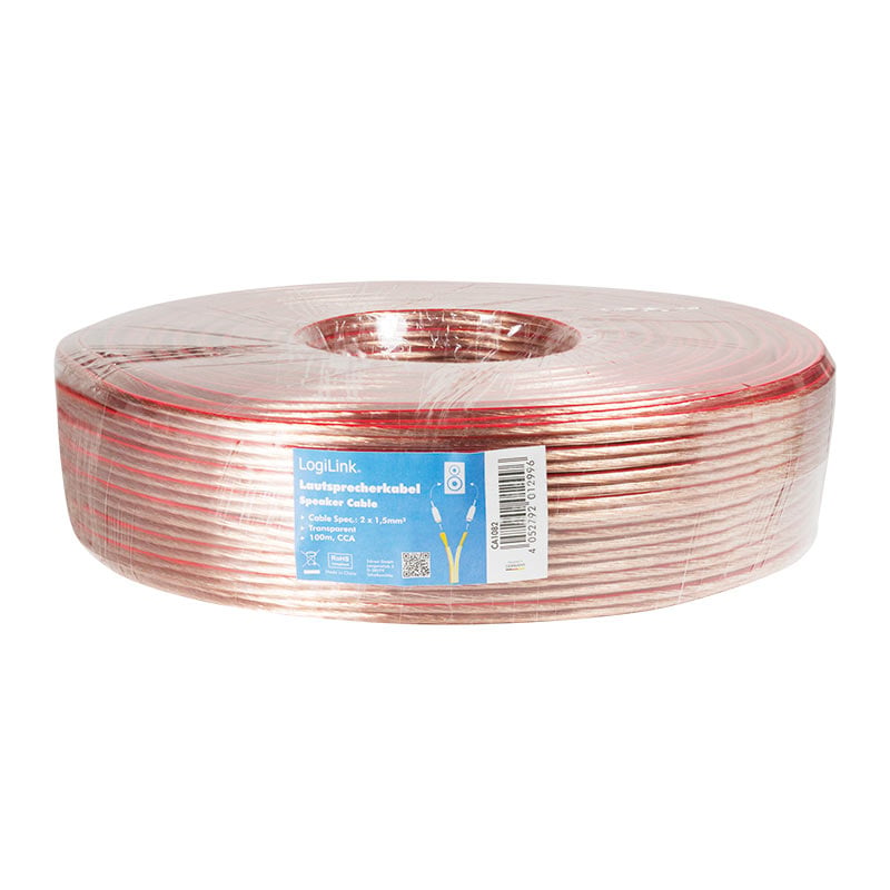 Cavo Audio per diffusori acustici Trasparente 1,5 mm² matassa 100m - Logilink ICOC AU-TR15