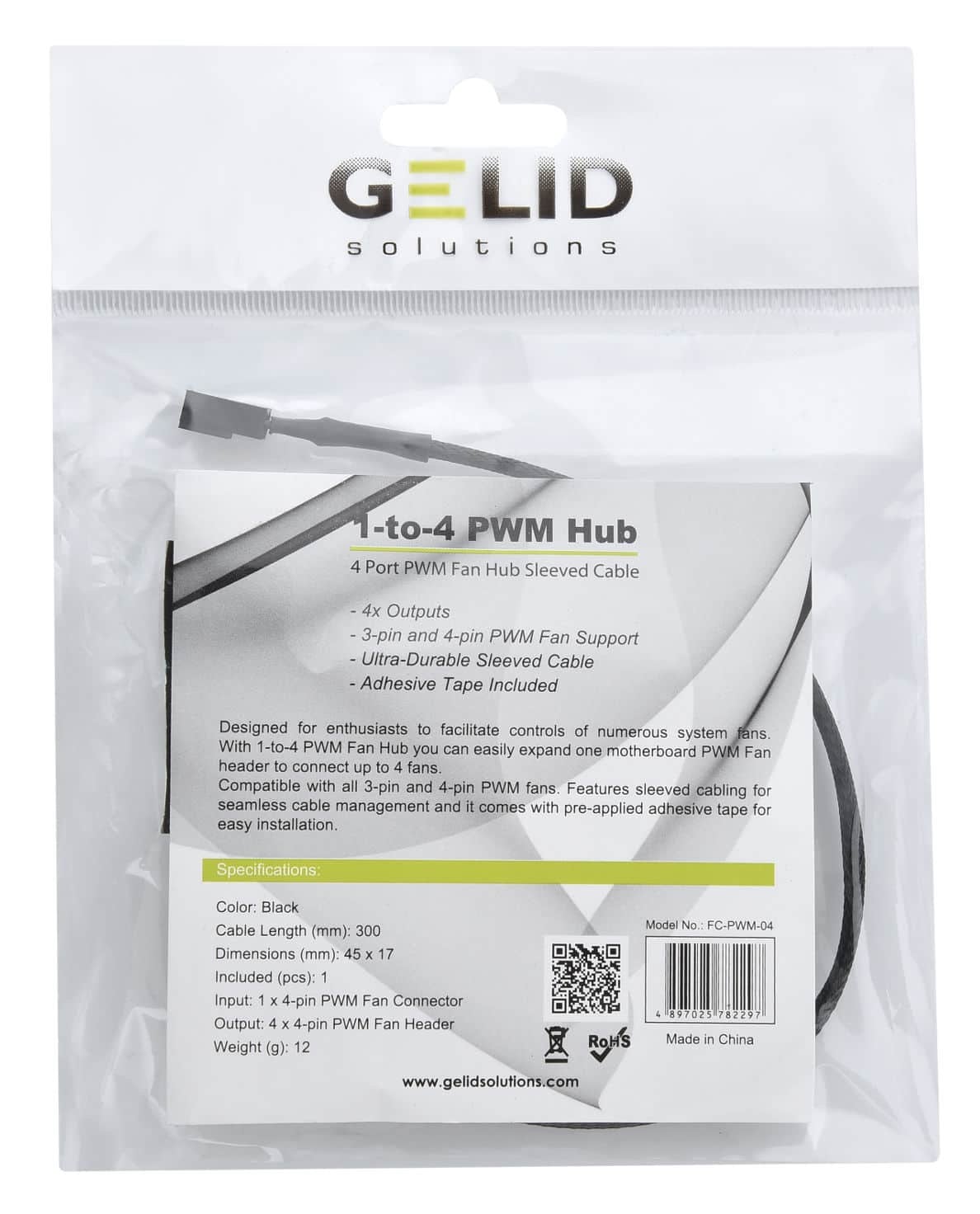 Cavo di Alimentazione per Ventole Hub Splitter PWM da 1 a 4 - Gelid Solutions ICOC CA-PWM-04