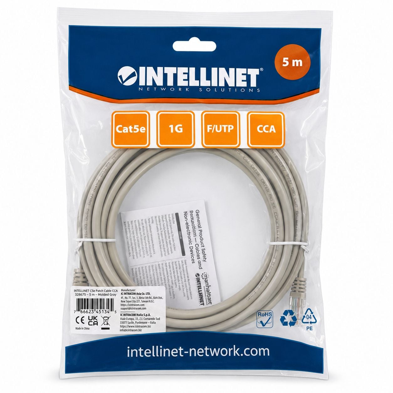 CCA Cat 5 AND Gray F/UTP 5 m patch network cable - Intellinet ICOC CCA 5 F- 050 M
