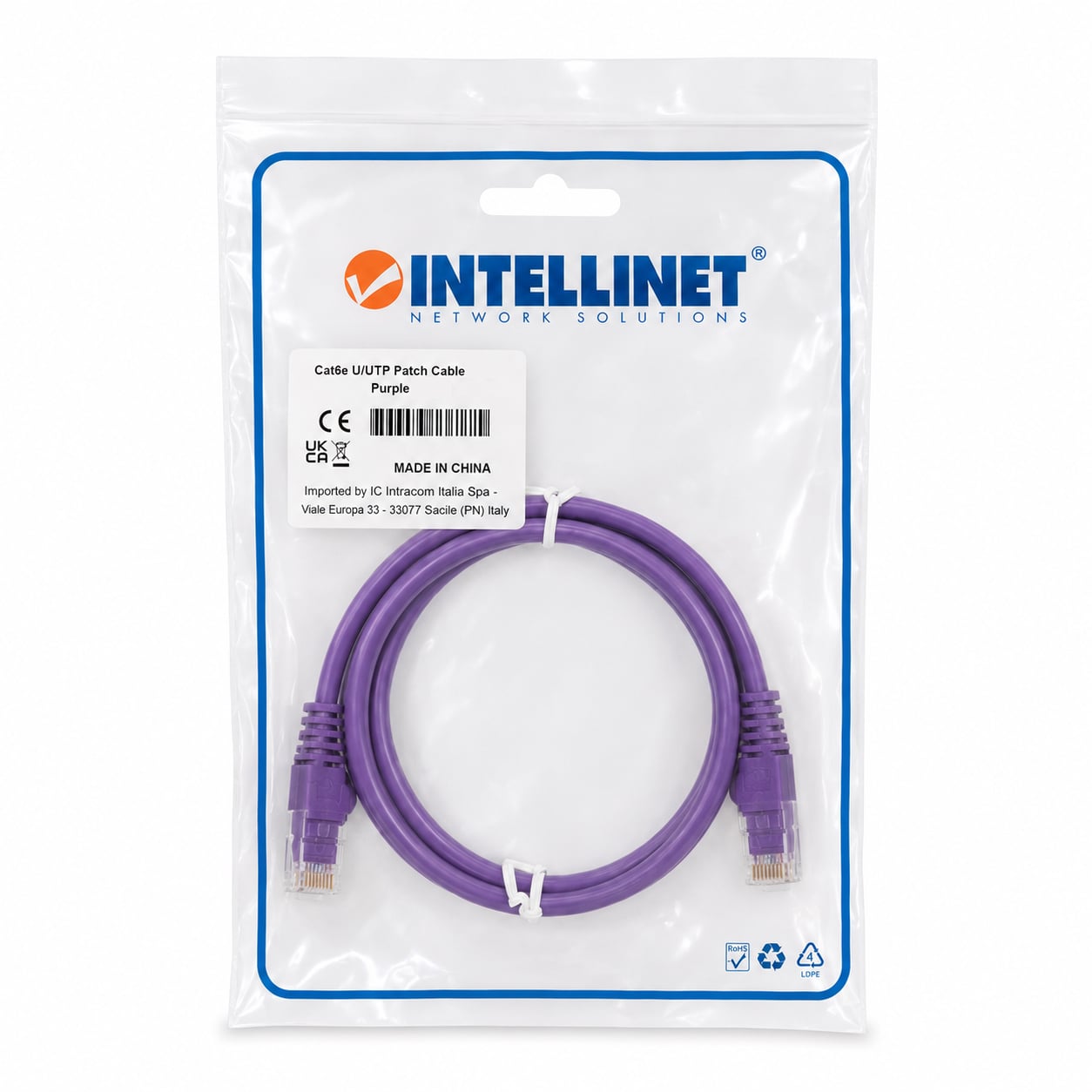Cavo di rete Patch CCA Cat5e Viola UTP 0,5m - Intellinet ICOC CCA5U-005-VL