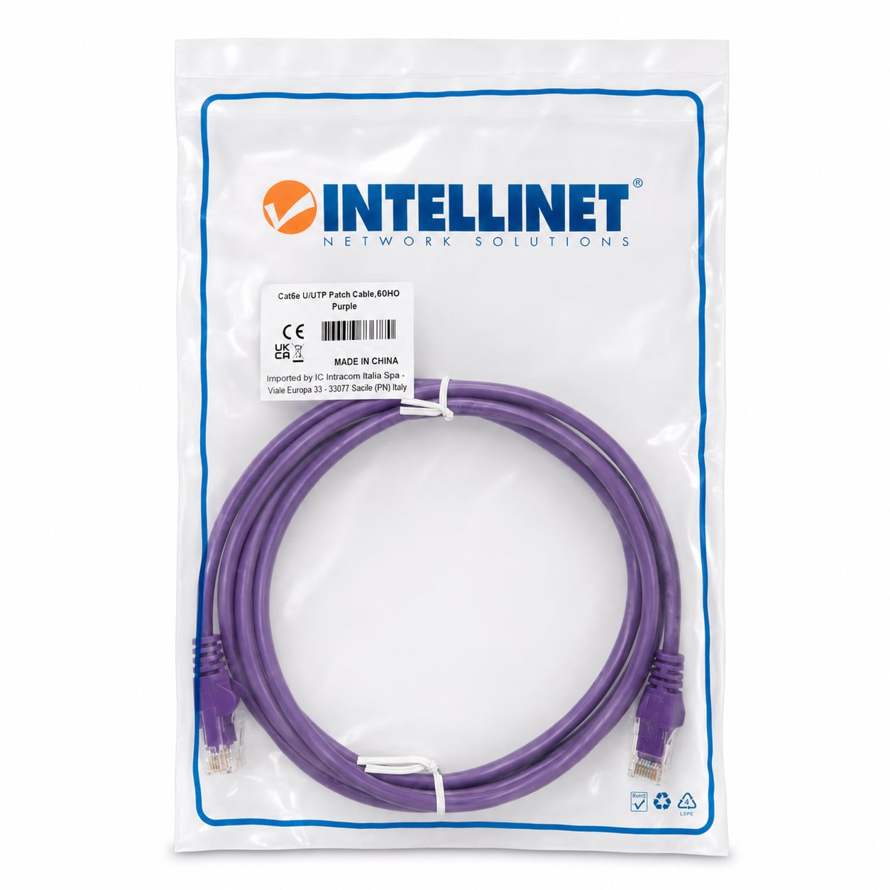 Cavo di rete Patch CCA Cat5e Viola UTP 1m - Intellinet ICOC CCA5U-010-VL