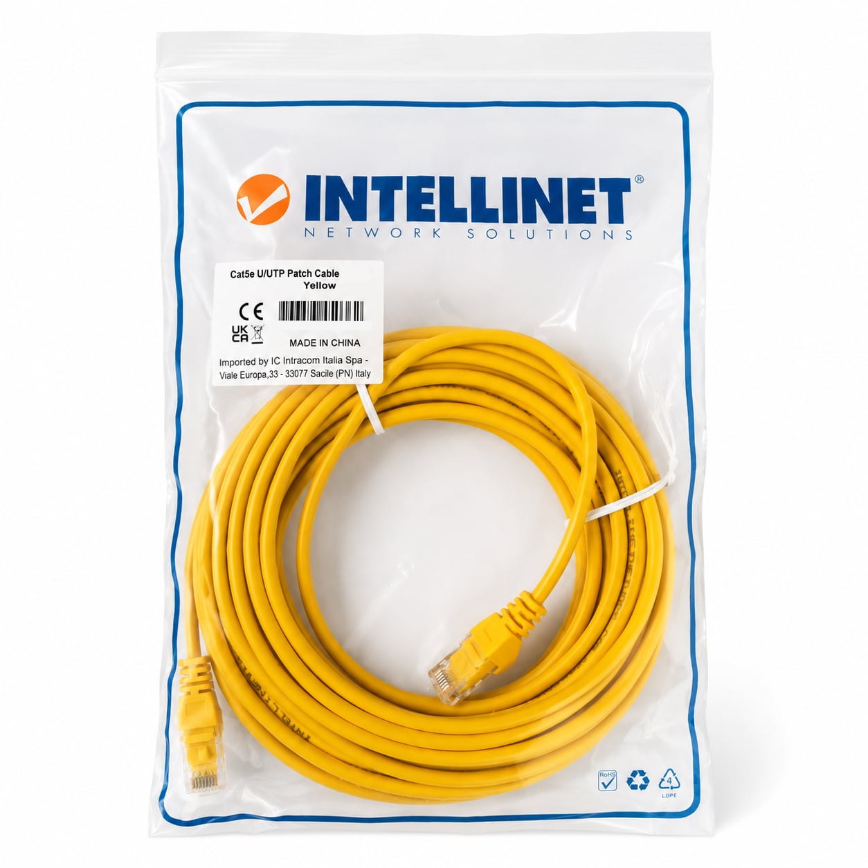 Cavo di rete Patch CCA Cat5e Giallo UTP 10m - Intellinet ICOC CCA5U-100-YE