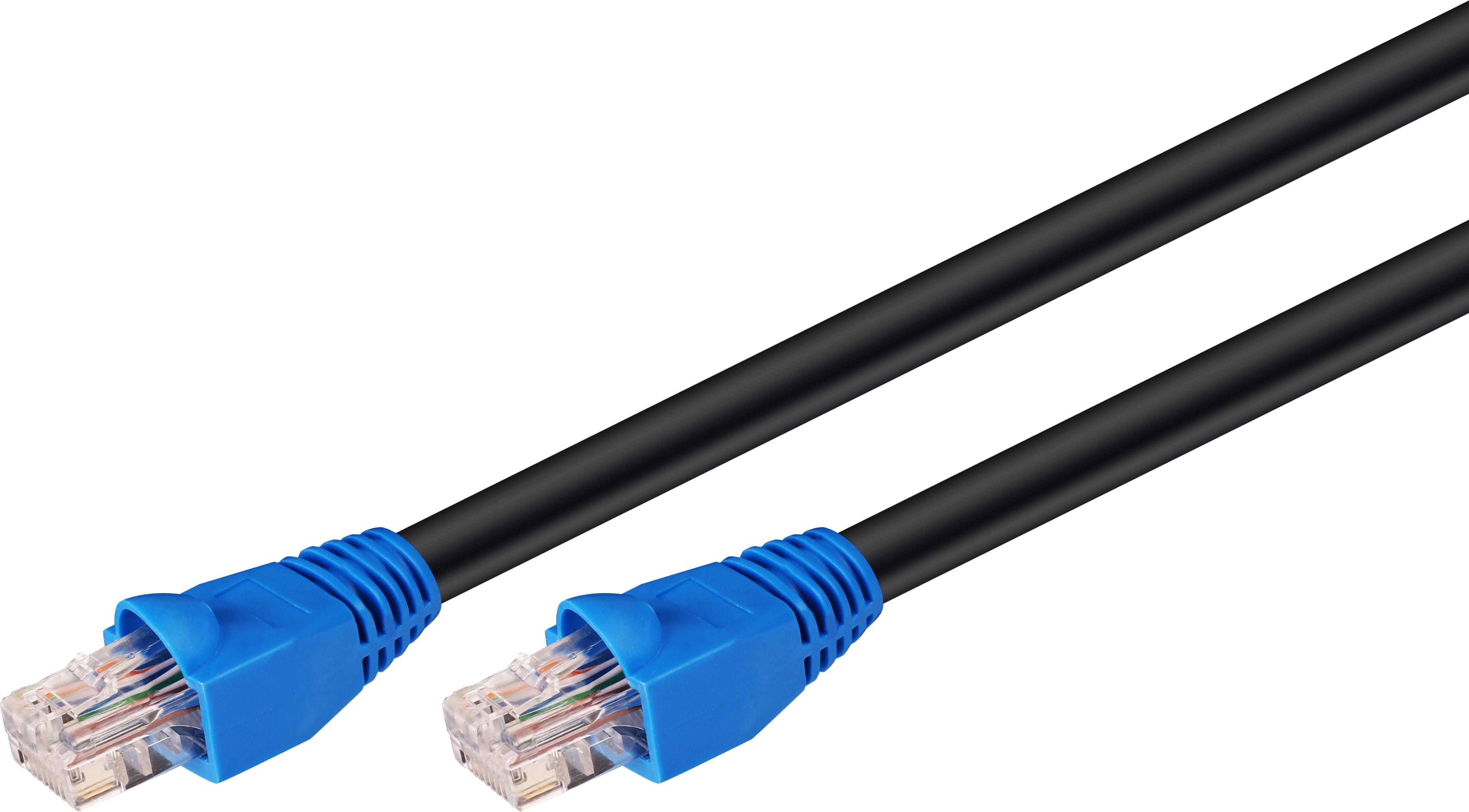 Matassa U/UTP Cavo Patch Cat6 CCA 10m da Esterno Nero/Blu - Goobay ICOC CCA6U-100-EXB
