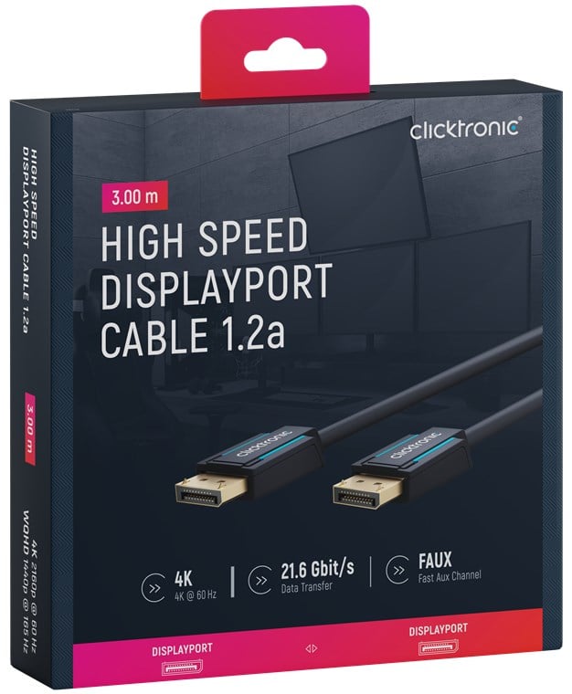 Cavo Audio/Video DisplayPort M/M 3m Alta Qualità - Clicktronic ICOC CLC-DP-030