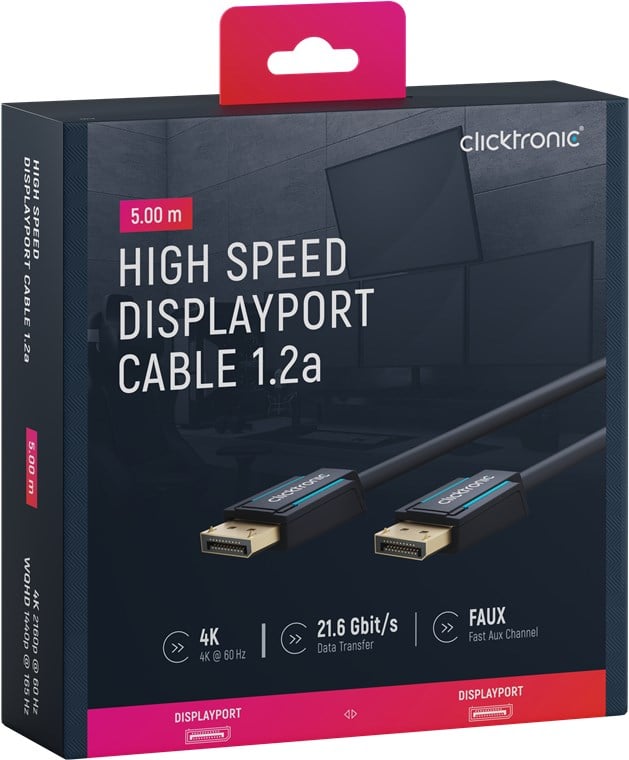 Cavo Audio/Video DisplayPort M/M 5m Alta Qualità - Clicktronic ICOC CLC-DP-050