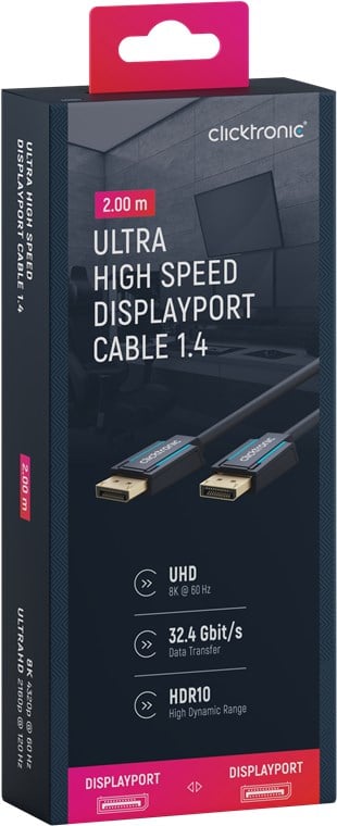 Cavo DisplayPort 1.4 Maschio/Maschio 2m Alta Qualità - Clicktronic ICOC CLC-DP4-020