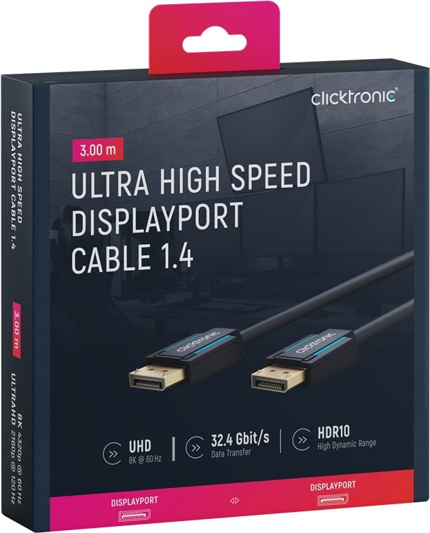 Cavo DisplayPort 1.4 Maschio/Maschio 3m Alta Qualità - Clicktronic ICOC CLC-DP4-030