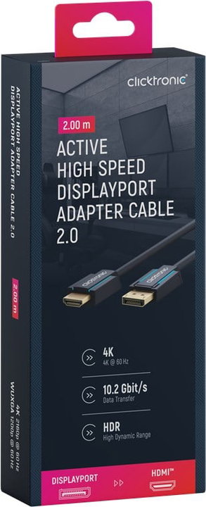 Cavo adattatore DisplayPort/HDMI 2m Alta Qualità - Clicktronic ICOC CLC-DPH-2-020