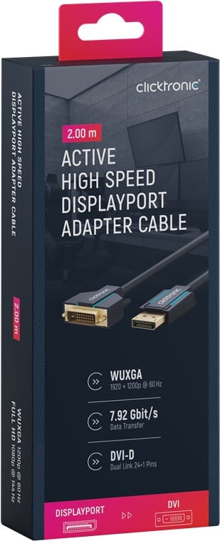 Cavo Monitor DisplayPort Maschio a DVI-D Maschio 2m Blu - Clicktronic ICOC CLC-DSP-020