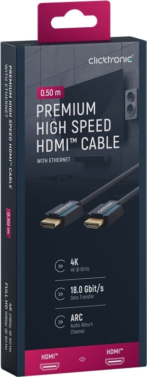 Cavo HDMI High Speed Ethernet A/A M/M 0,5m Alta Qualità - Clicktronic ICOC CLC-H-005