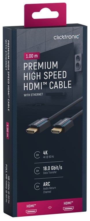 Cavo HDMI High Speed Ethernet A/A M/M 1m Alta Qualità - Clicktronic ICOC CLC-H-010