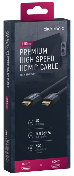 Cavo HDMI High Speed Ethernet A/A M/M 1,5m Alta Qualità - Clicktronic ICOC CLC-H-015
