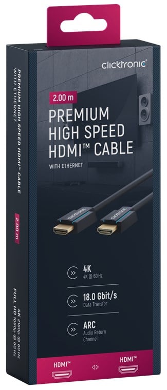 Cavo HDMI High Speed Ethernet A/A M/M 2m Alta Qualità - Clicktronic ICOC CLC-H-020