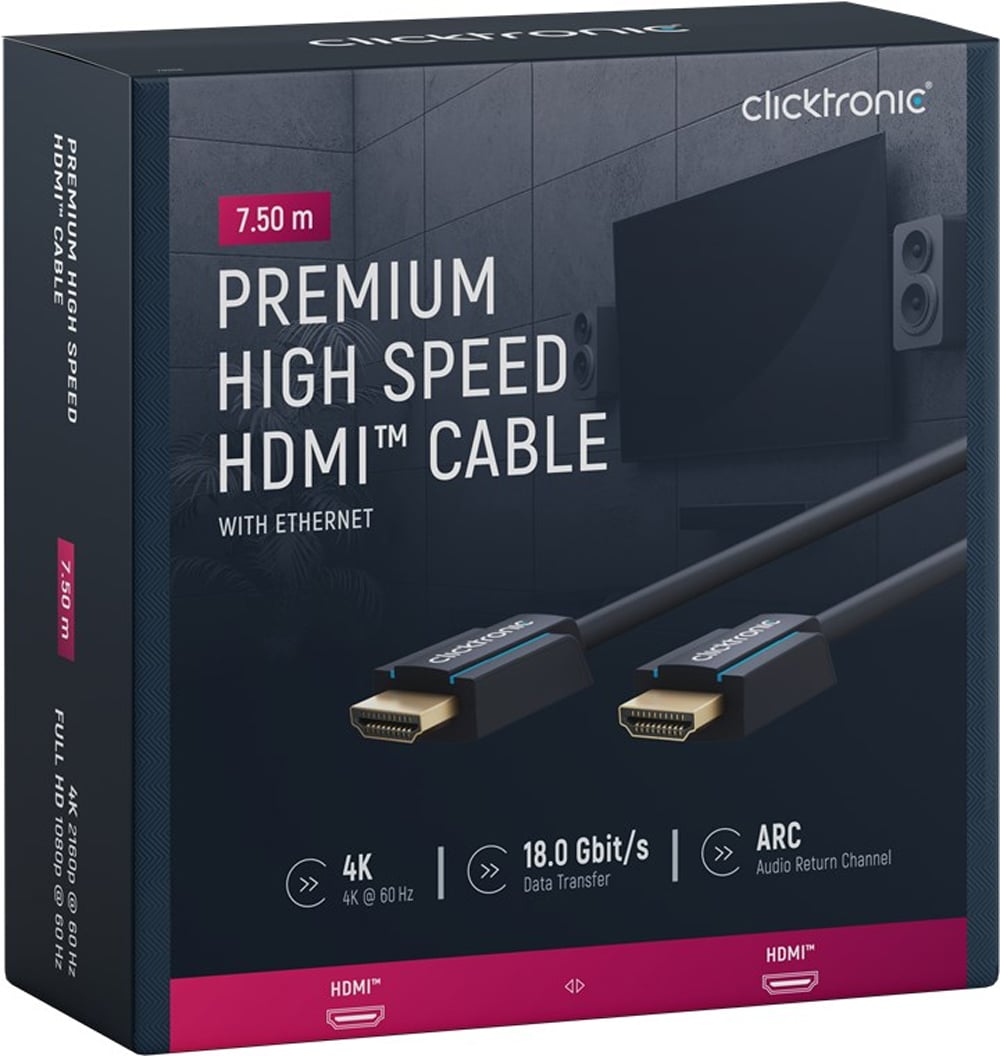 HDMI High Speed Ethernet Cable A/A M/M 7,5 m - Goobay ICOC CLC-H- 075