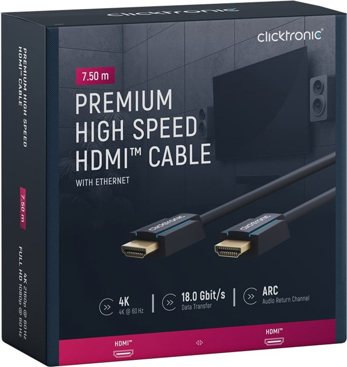 Cavo HDMI High Speed Ethernet A/A M/M 7,5m - Goobay ICOC CLC-H-075