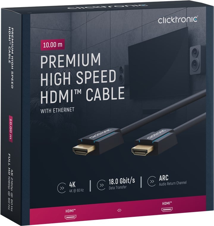 HDMI High Speed Ethernet Cable A/A M/M 10 m High Quality - Clicktronic ICOC CLC-H- 100
