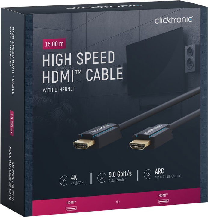 HDMI High Speed Ethernet Cable A/A M/M 15 m High Quality - Clicktronic ICOC CLC-H- 150