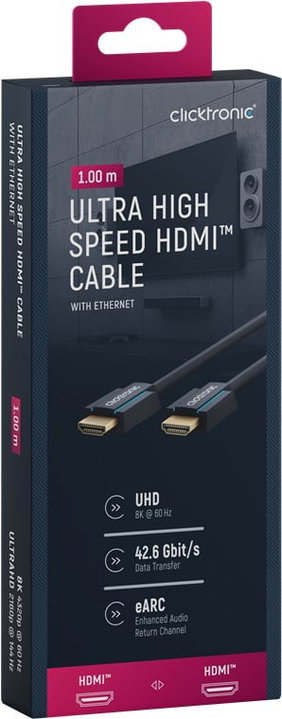 Cavo HDMI Ultra High Speed A/A M/M Alta Qualità eARC 1m - Clicktronic ICOC CLC-H8K-010