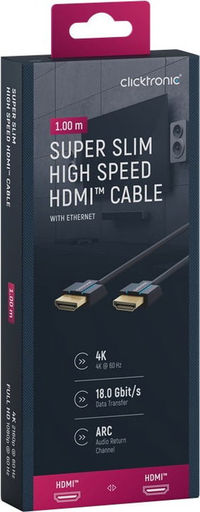 Cavo HDMI 2.0 Super Sottile 4K@60Hz 1m - Clicktronic ICOC CLC-HS-010