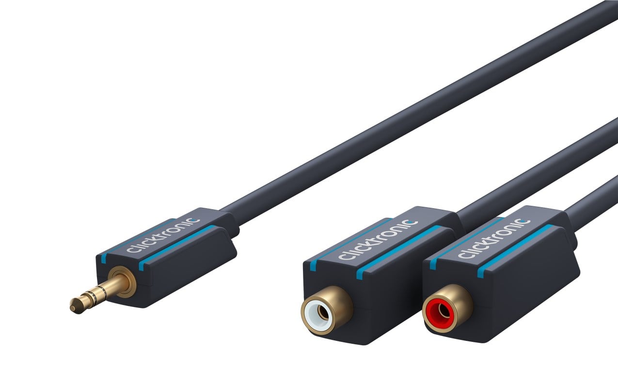 Audio cable 2 RCA F to Jack 3,5 mm M 0,10 m - Clicktronic ICOC CLC-JRF- 001