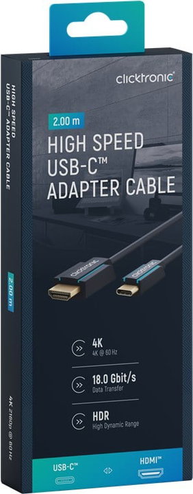 Cavo Adattatore USB-C a HDMI 2m Alta Qualità - Clicktronic ICOC CLC-UCH2-020