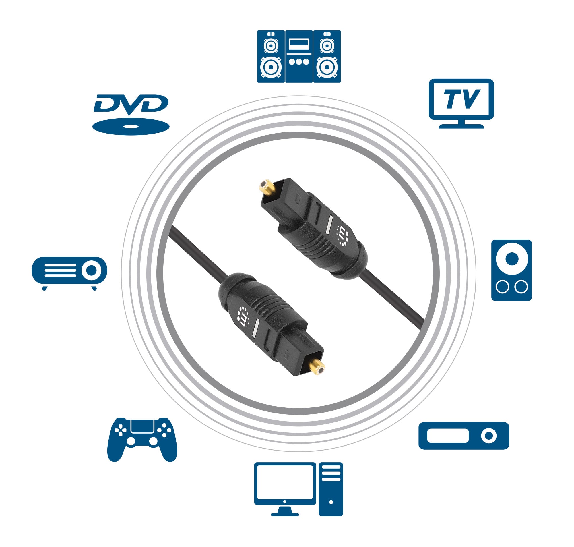 Cavo Audio Ottico Digitale Toslink 2m - Manhattan ICOC DAC-H-020