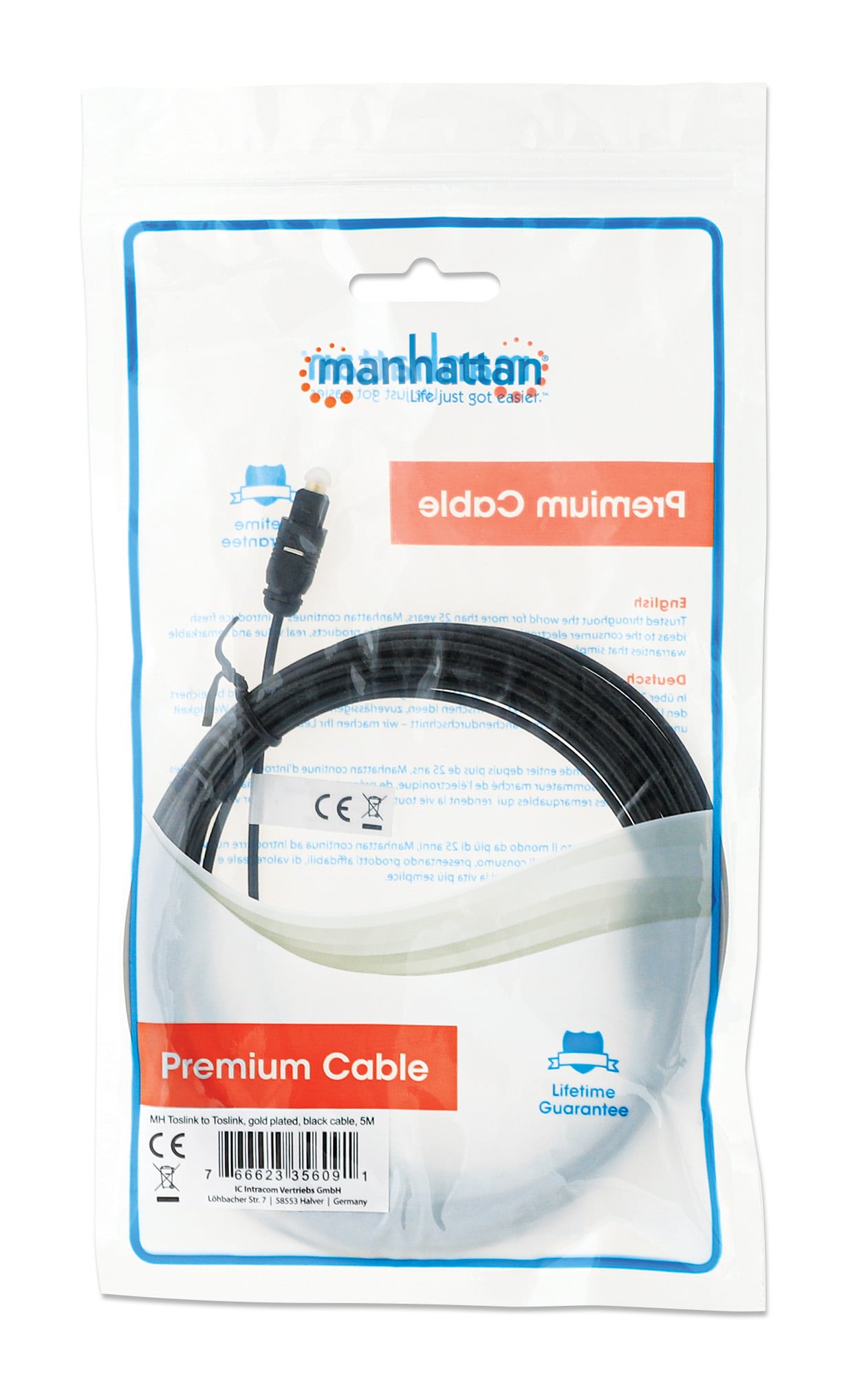 Cavo Audio Ottico Digitale Toslink 5m - Manhattan ICOC DAC-H-050