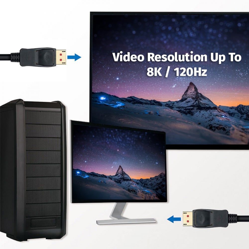 Cavo Audio/Video DisplayPort 8K M/M 2m Nero - Techly ICOC DSP-A14-020NT