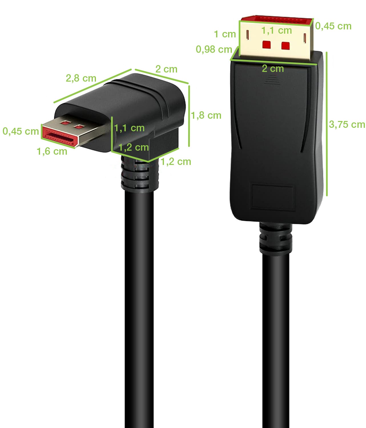 Cavo Audio/Video DisplayPort 1.4 8K M/M Angolato 90° 2m Nero - Techly ICOC DSP-A14-020NT9