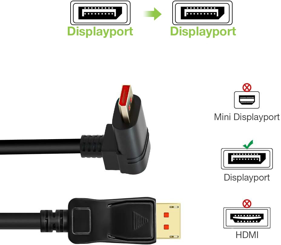 Cavo Audio/Video DisplayPort 1.4 8K M/M Angolato 90° 2m Nero - Techly ICOC DSP-A14-020NT9