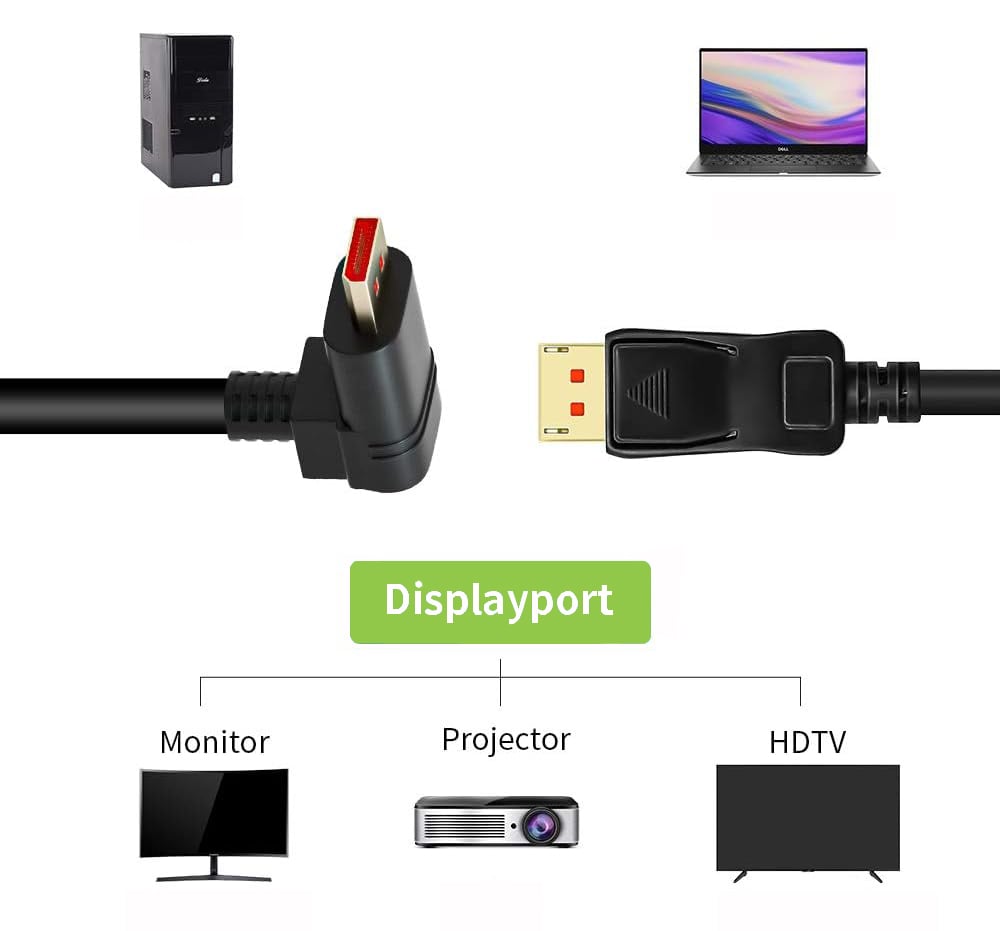 Cavo Audio/Video DisplayPort 1.4 8K M/M Angolato 90° 3m Nero - Techly ICOC DSP-A14-030NT9