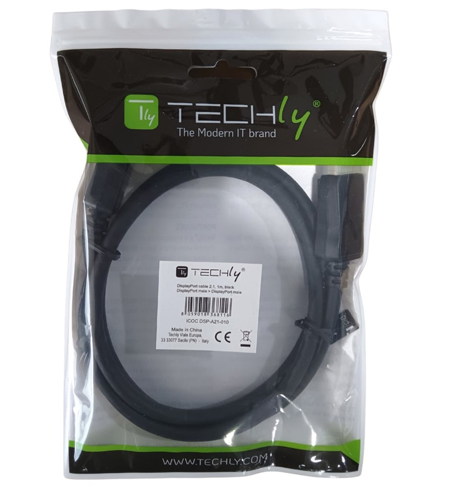 Cavo Audio/Video DisplayPort 2.1m/M 10K 5m Nero - Techly ICOC DSP-A21-050