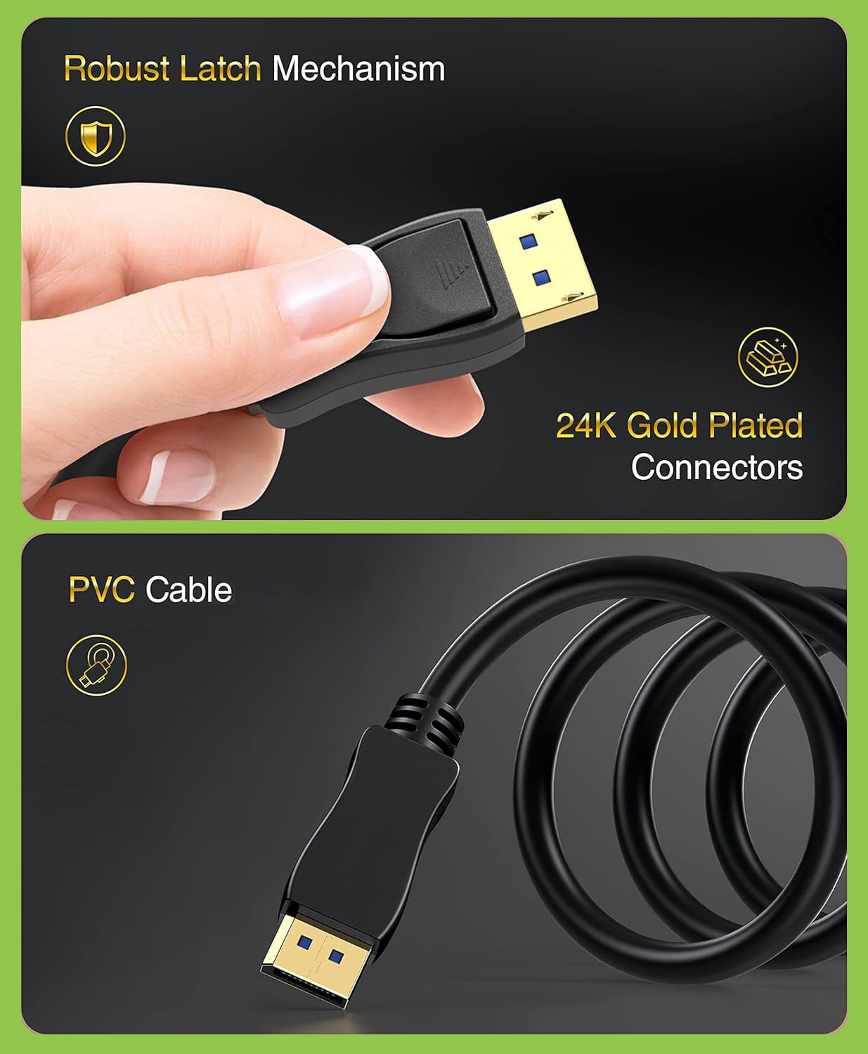 Cavo Audio/Video DisplayPort 2.1m/M 10K 5m Nero - Techly ICOC DSP-A21-050