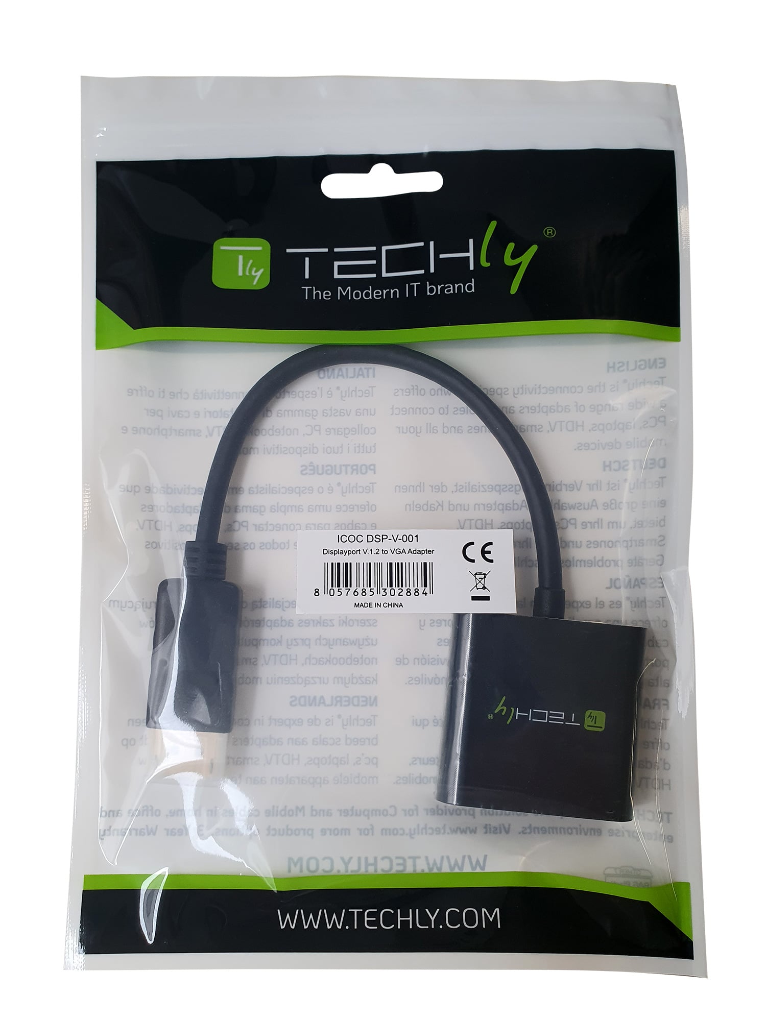 Convertitore da DisplayPort v1.2 a VGA 15 cm - Techly ICOC DSP-V-001