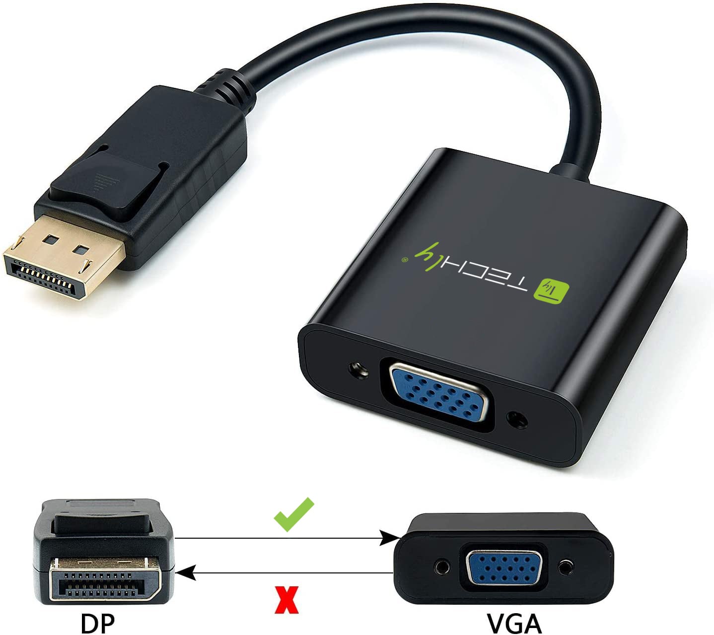Convertitore da DisplayPort v1.2 a VGA 15 cm - Techly ICOC DSP-V-001