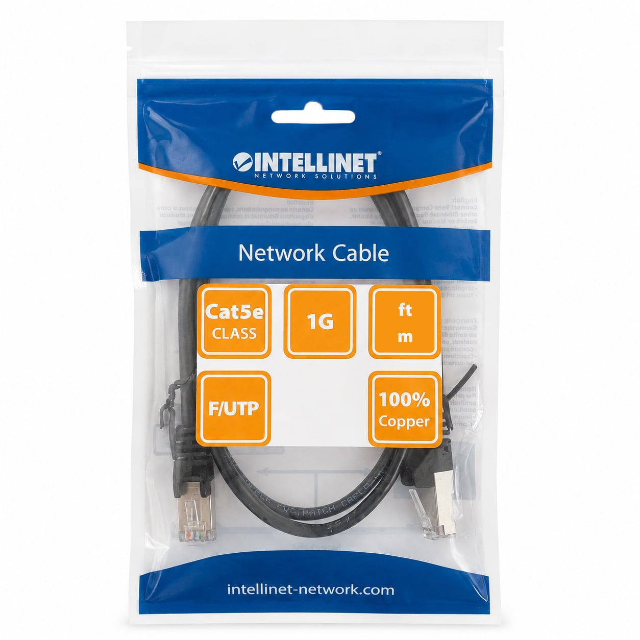 Cavo di rete Patch in Rame Schermato Cat5e Nero F/UTP 1m - Intellinet ICOC F5E-010-BK